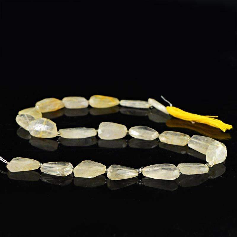 gemsmore:Natural Faceted Golden Rutile Quartz Beads Strand Drilled