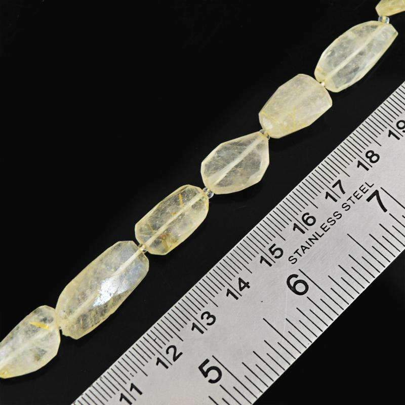 gemsmore:Natural Faceted Golden Rutile Quartz Beads Strand Drilled