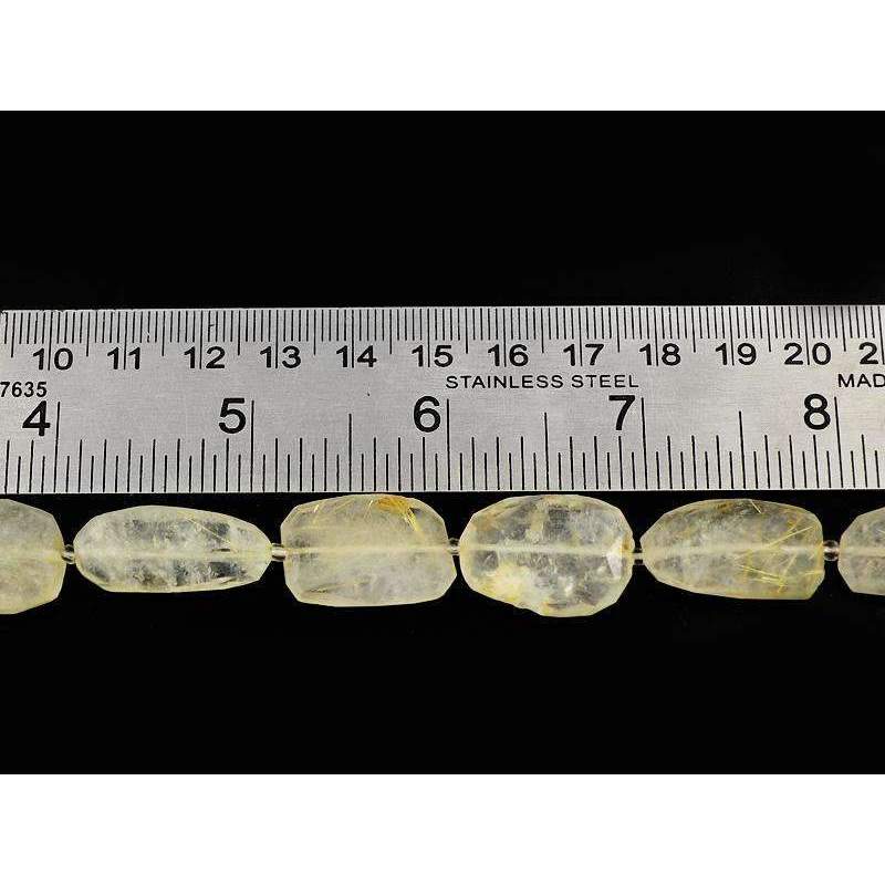 gemsmore:Natural Faceted Golden Rutile Quartz Beads Strand Faceted Drilled