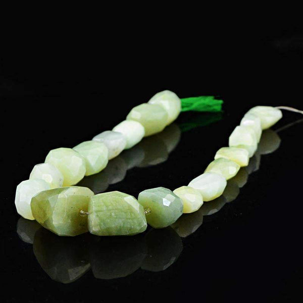 gemsmore:Natural Faceted Green Aquamarine Beads Strand - Drilled