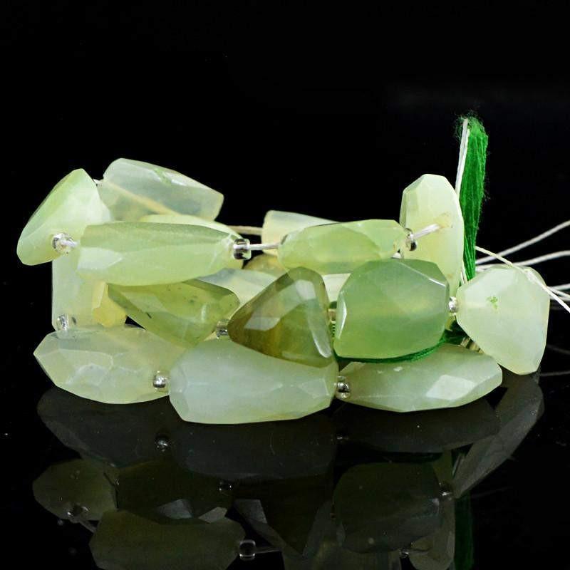 gemsmore:Natural Faceted Green Aquamarine Beads Strand