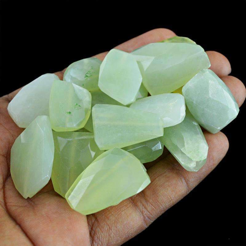 gemsmore:Natural Faceted Green Aquamarine Drilled Beads Lot