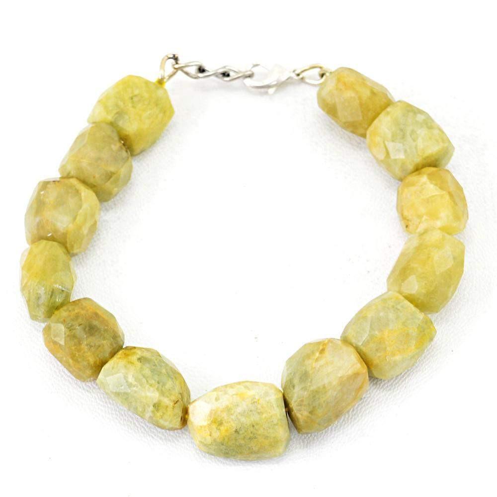 gemsmore:Natural Faceted Green Aventurine Bracelet Untreated Beads