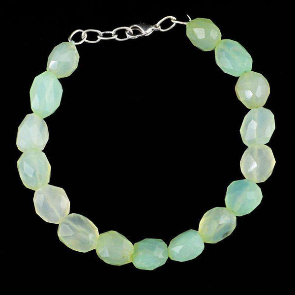 gemsmore:Natural Faceted Green Chalcedony Beads Bracelet
