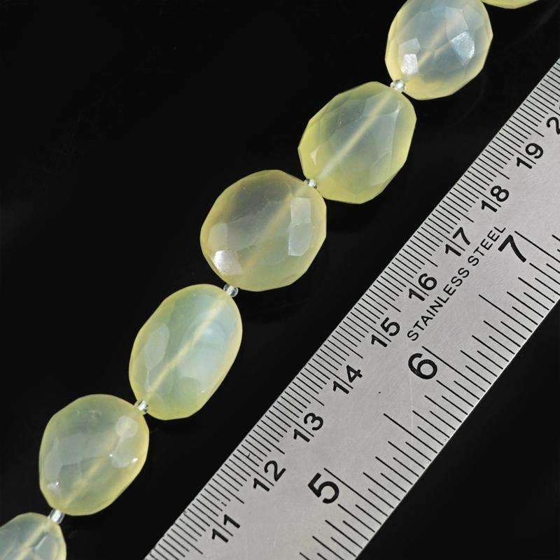 gemsmore:Natural Faceted Green Chalcedony Beads Strand - Drilled