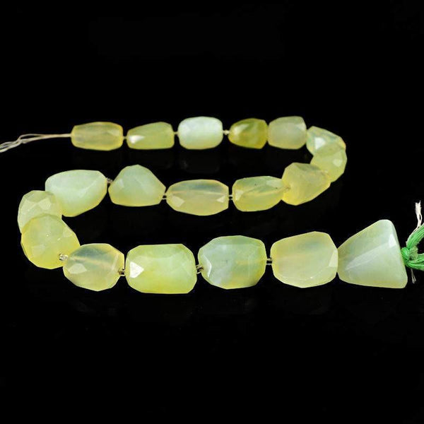 gemsmore:Natural Faceted Green Chalcedony Beads Strand