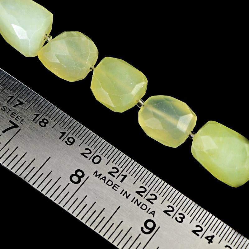 gemsmore:Natural Faceted Green Chalcedony Beads Strand