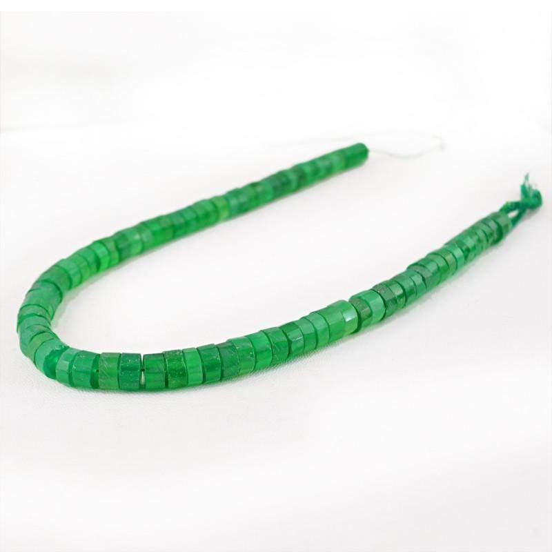 gemsmore:Natural Faceted Green Chalcedony Beads Strand