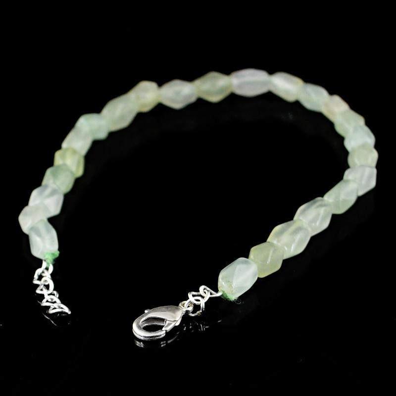 gemsmore:Natural Faceted Green Chalcedony Bracelet Untreated Beads