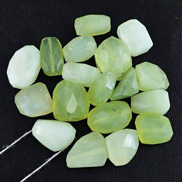 gemsmore:Natural Faceted Green Chalcedony Drilled Beads Lot