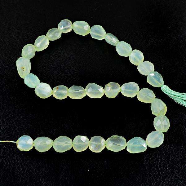 gemsmore:Natural Faceted Green Chalcedony Drilled Beads Strand