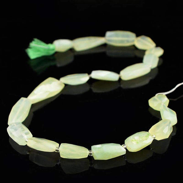 gemsmore:Natural Faceted Green Chalcedony Drilled Beads Strand