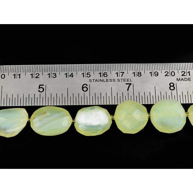gemsmore:Natural Faceted Green Chalcedony Strand Drilled Beads