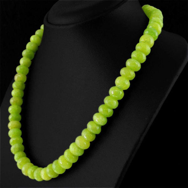 gemsmore:Natural Faceted Green Garnet Necklace Round Shape Beads