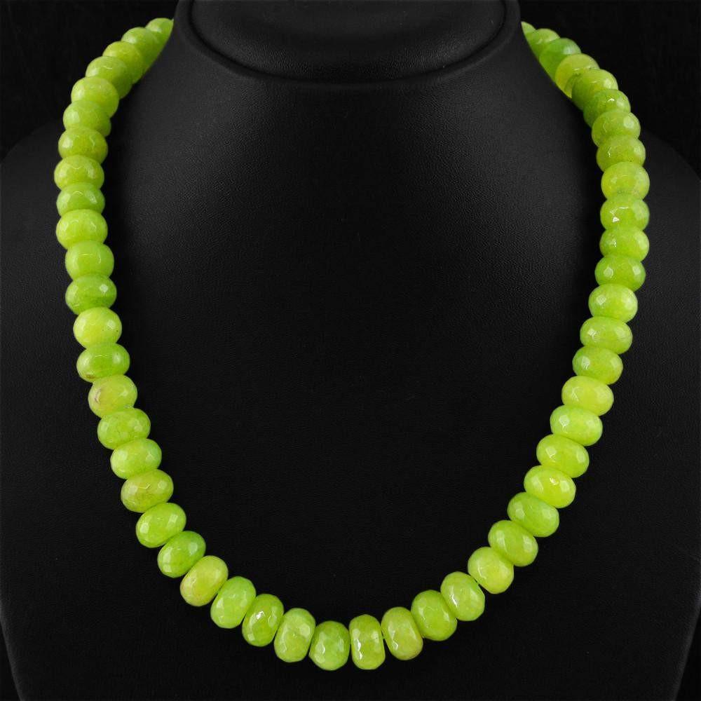 gemsmore:Natural Faceted Green Garnet Necklace Round Shape Beads