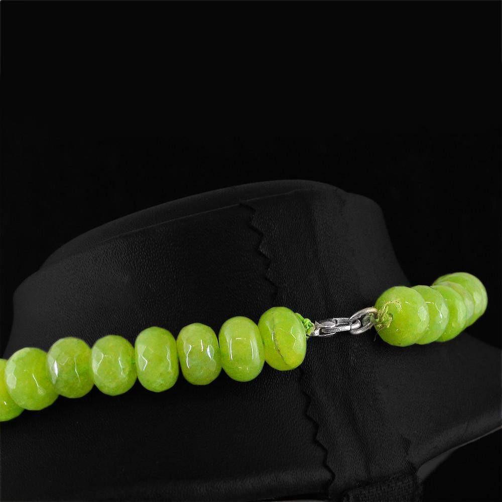 gemsmore:Natural Faceted Green Garnet Necklace Round Shape Beads