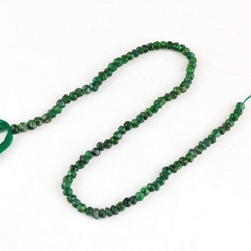 gemsmore:Natural Faceted Green Jade Drilled Beads Strand Round Shape