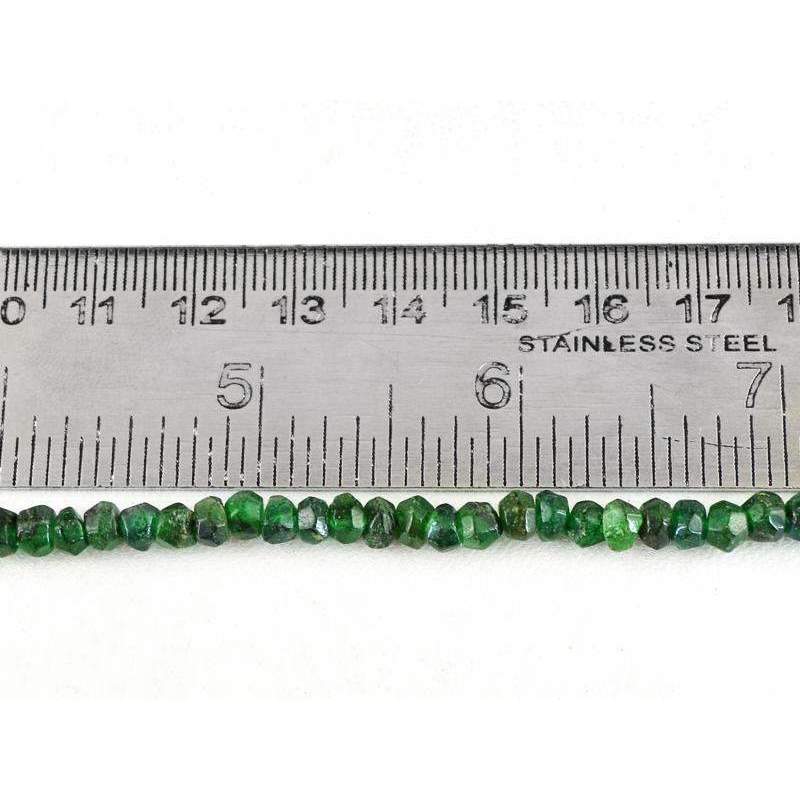 gemsmore:Natural Faceted Green Jade Drilled Beads Strand Round Shape