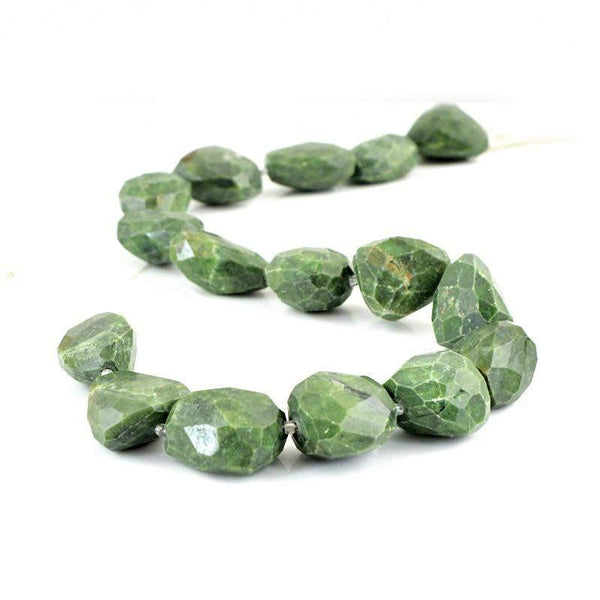 gemsmore:Natural Faceted Green Jasper Beads Strand