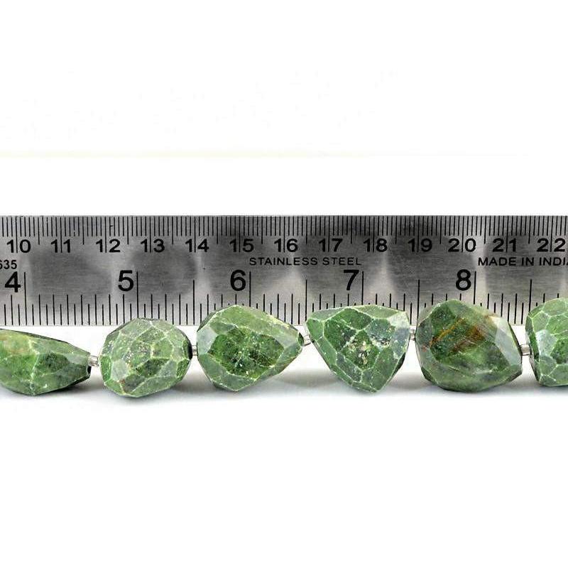 gemsmore:Natural Faceted Green Jasper Beads Strand