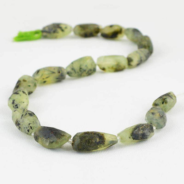 gemsmore:Natural Faceted Green Phrenite Beads Strand