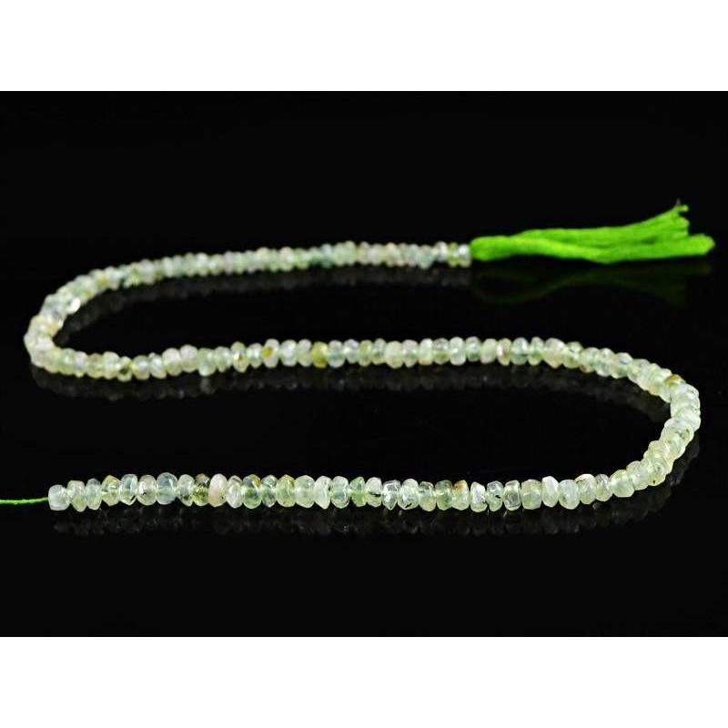 gemsmore:Natural Faceted Green Phrenite Drilled Beads Starnd