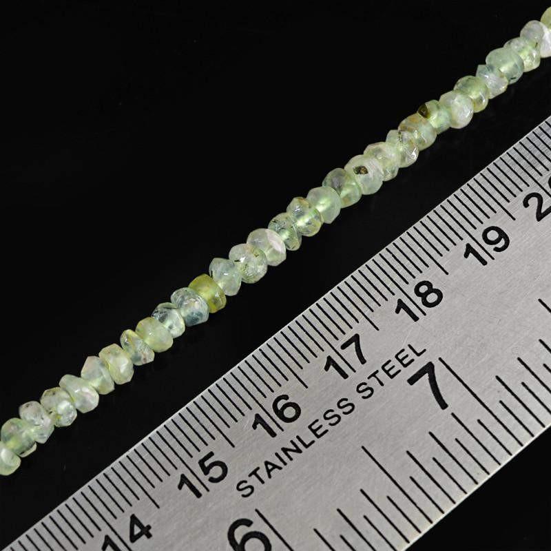 gemsmore:Natural Faceted Green Phrenite Drilled Beads Starnd