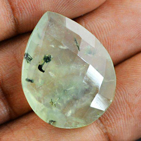 gemsmore:Natural Faceted Green Phrenite Pear Shape Loose Gemstone