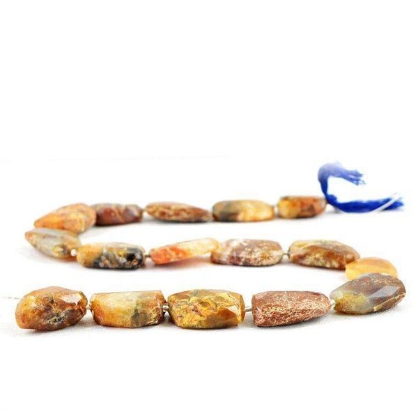 gemsmore:Natural Faceted Indian Opal Drilled Beads Strand