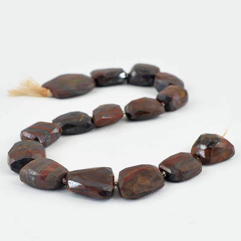 gemsmore:Natural Faceted Iron Tiger Eye Strand Drilled Beads