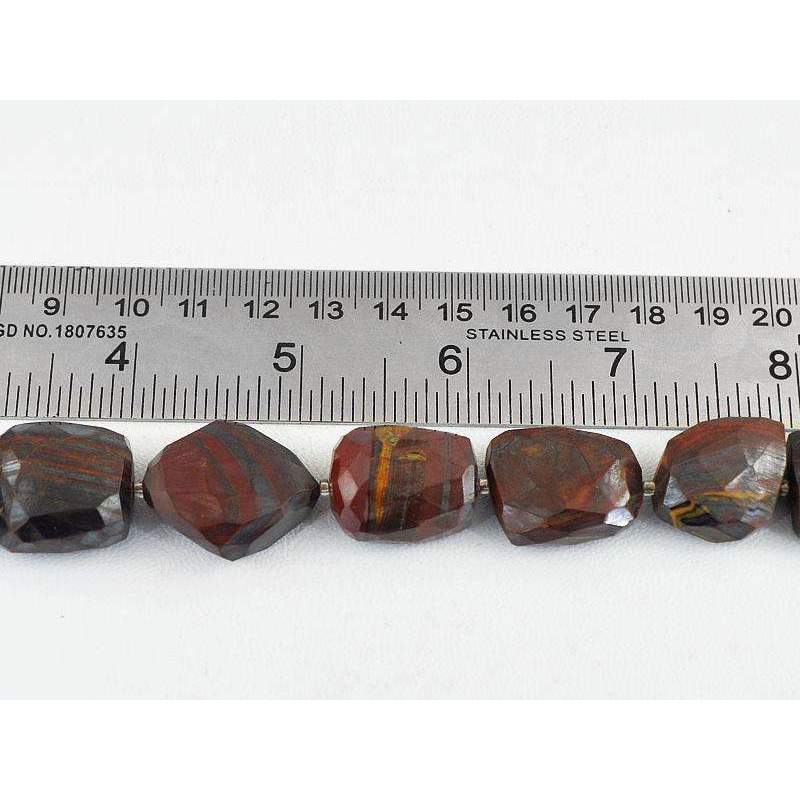 gemsmore:Natural Faceted Iron Tiger Eye Strand Drilled Beads