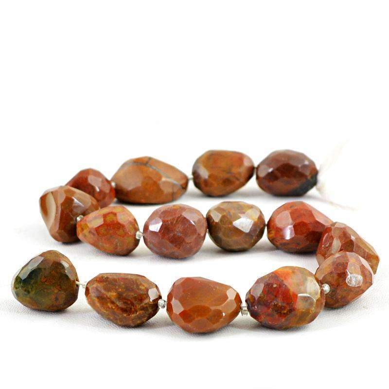gemsmore:Natural Faceted Jasper Beads Strand - Drilled