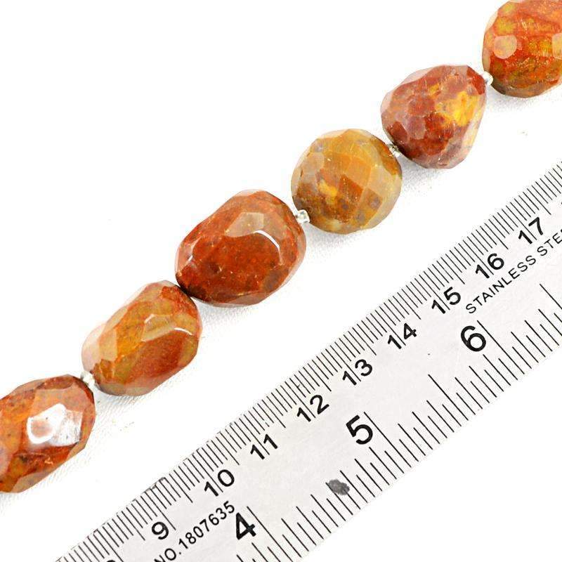 gemsmore:Natural Faceted Jasper Beads Strand - Drilled