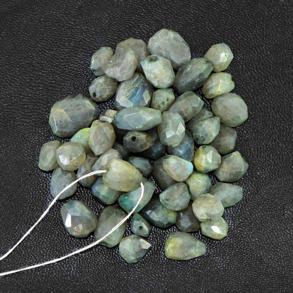 gemsmore:Natural Faceted Labradorite Drilled Beads Lot