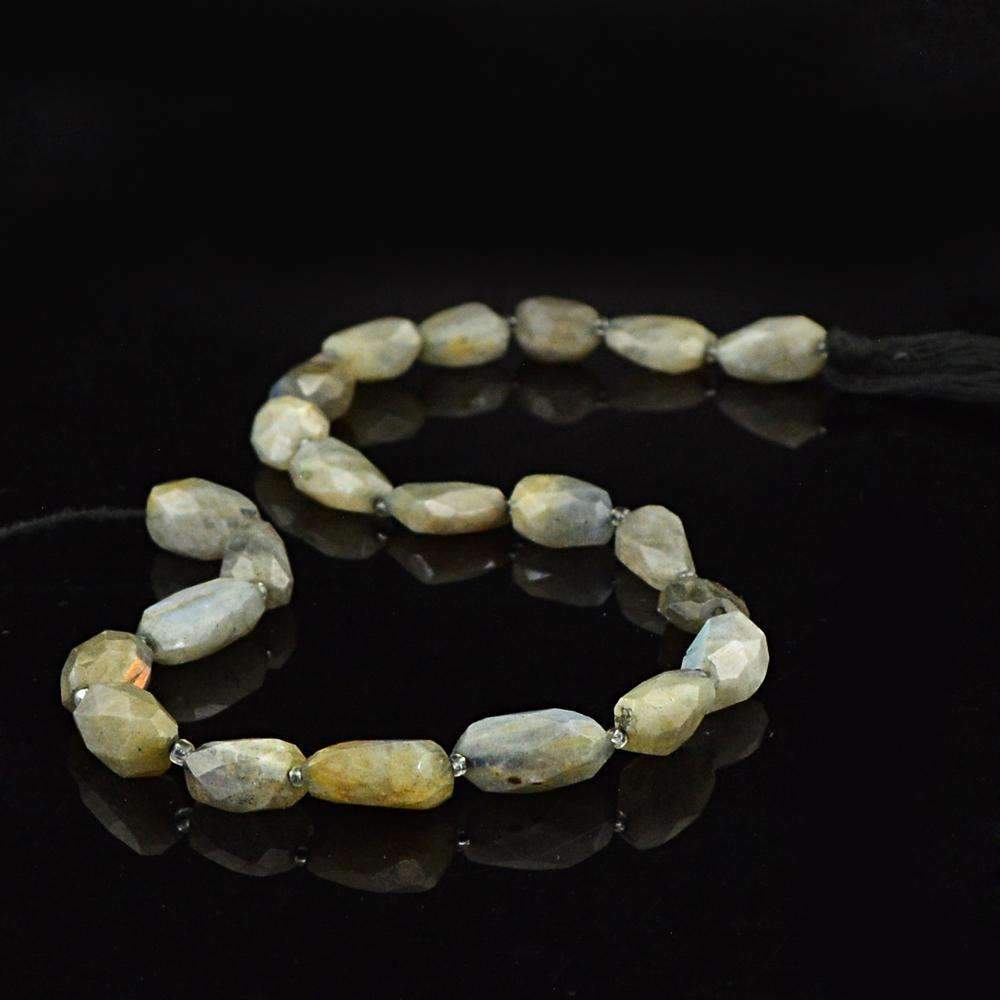 gemsmore:Natural Faceted Labradorite Drilled Beads Strand