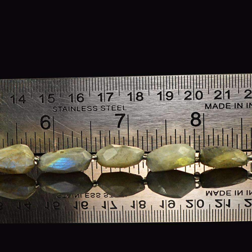 gemsmore:Natural Faceted Labradorite Drilled Beads Strand