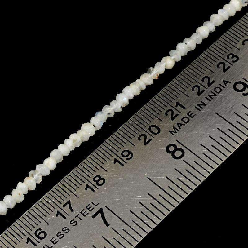 gemsmore:Natural Faceted Moonstone Beads Strand Round Shape Drilled
