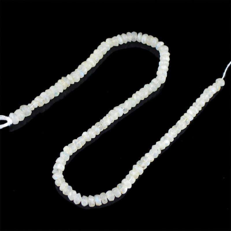 gemsmore:Natural Faceted Moonstone Beads Strand Round Shape Drilled