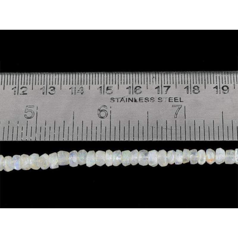 gemsmore:Natural Faceted Moonstone Beads Strand Round Shape Drilled