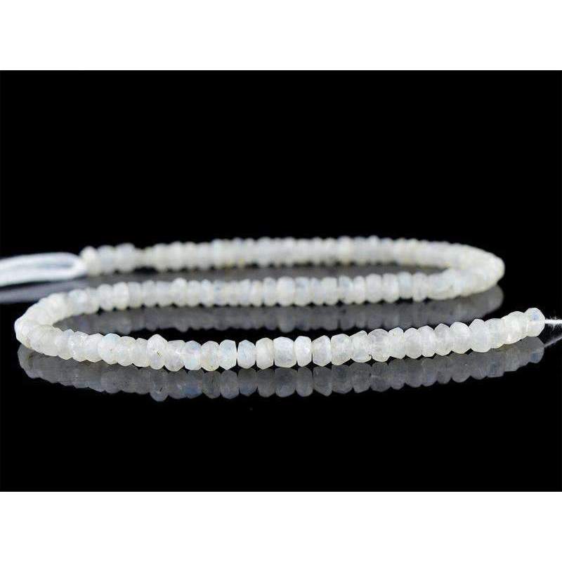 gemsmore:Natural Faceted Moonstone Beads Strand Round Shape Drilled