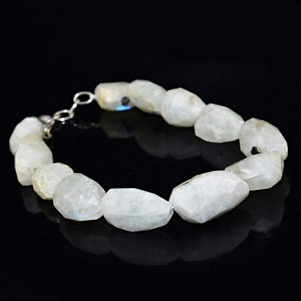 gemsmore:Natural Faceted Moonstone Bracelet Unheated Beads