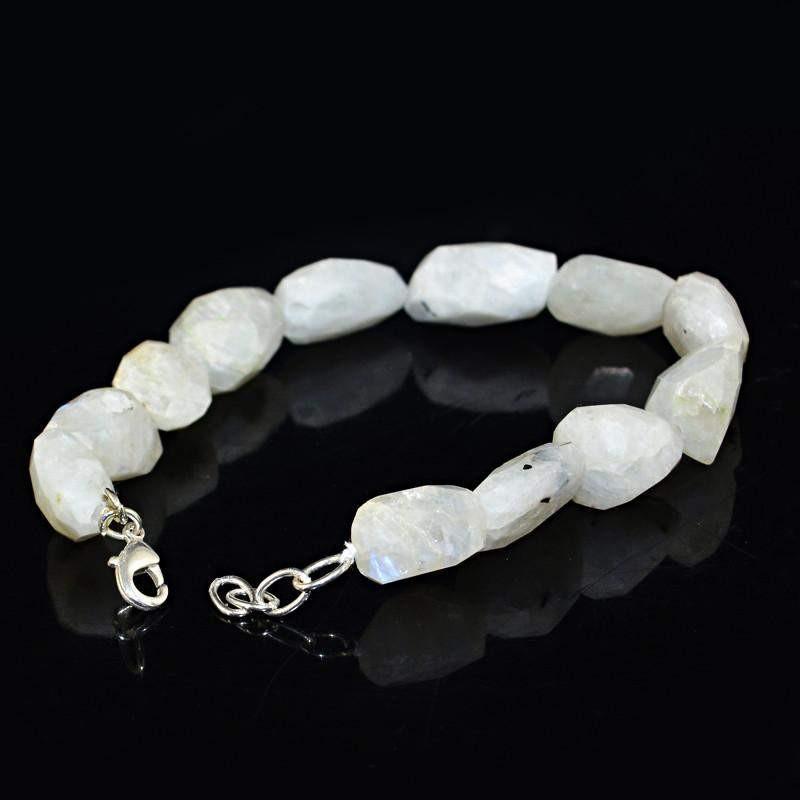 gemsmore:Natural Faceted Moonstone Bracelet Unheated Beads