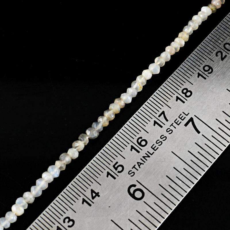 gemsmore:Natural Faceted Moonstone Drilled Beads Strand - Round Shape