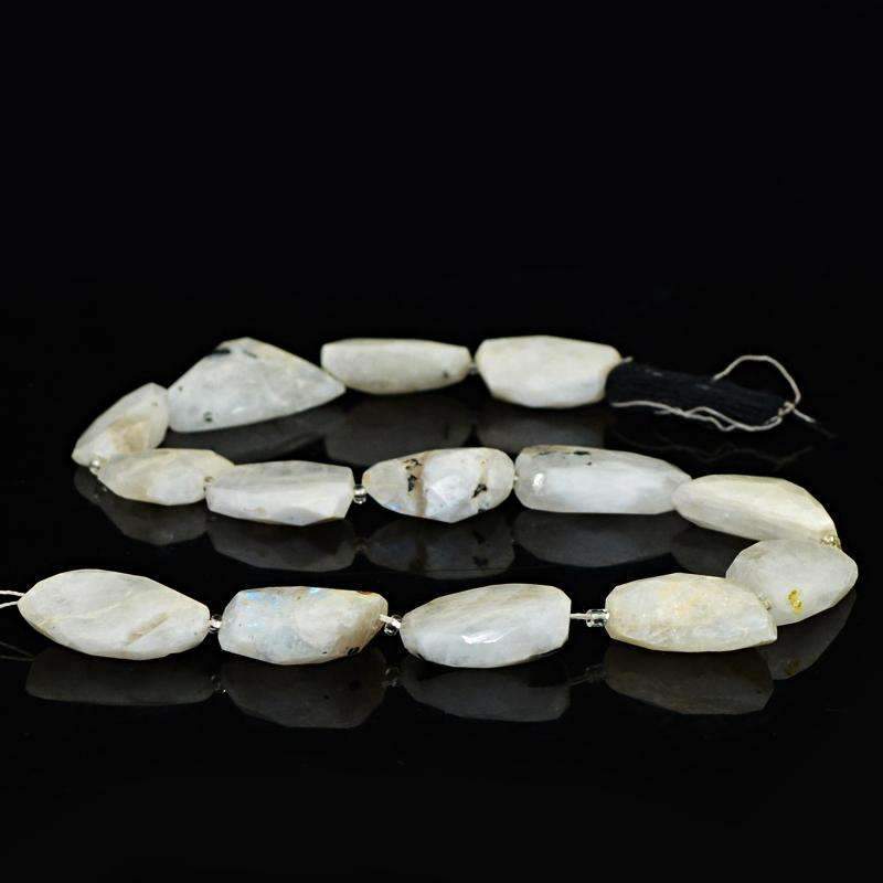 gemsmore:Natural Faceted Moonstone Drilled Beads Strand