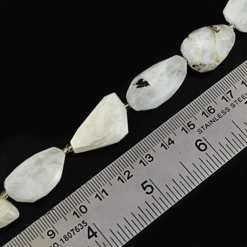 gemsmore:Natural Faceted Moonstone Drilled Beads Strand