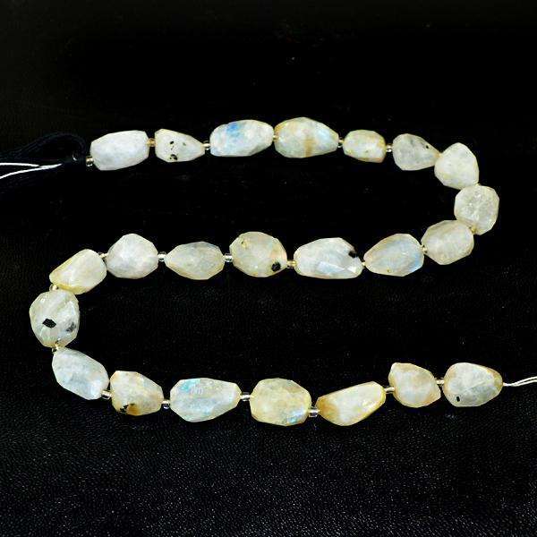 gemsmore:Natural Faceted Moonstone Round Shape Drilled Beads Strand