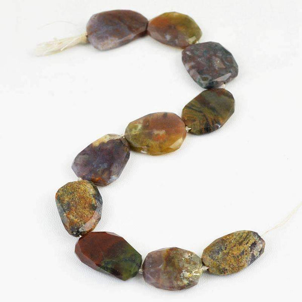 gemsmore:Natural Faceted Moss Agate Strand Drilled Beads