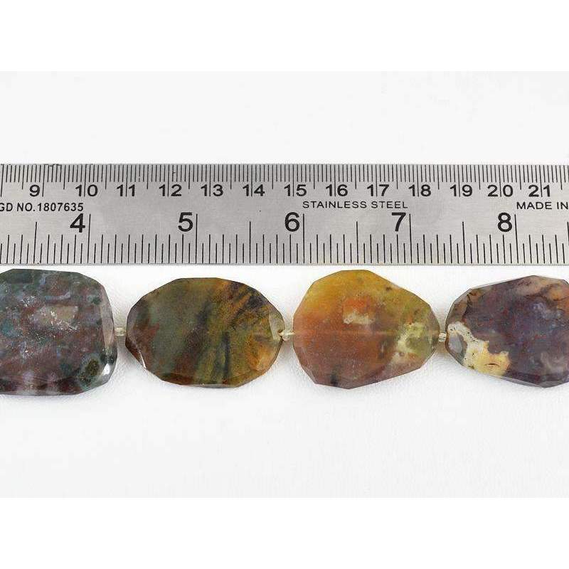 gemsmore:Natural Faceted Moss Agate Strand Drilled Beads
