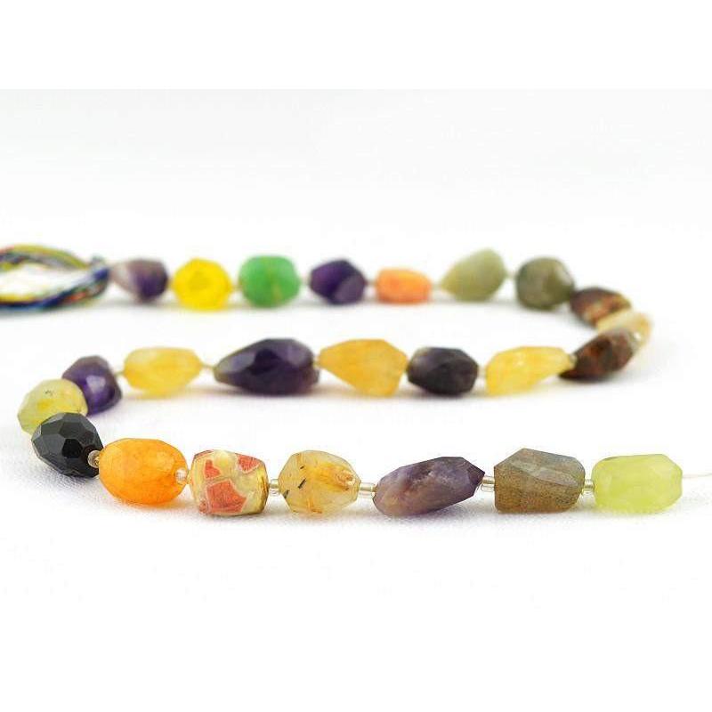 gemsmore:Natural Faceted Multi Gemstone Drilled Beads Strand