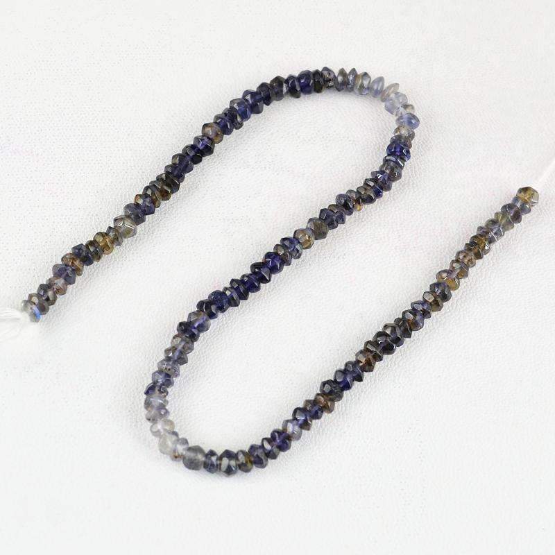 gemsmore:Natural Faceted Multicolor Iolite Drilled Beads Strand Round Shape